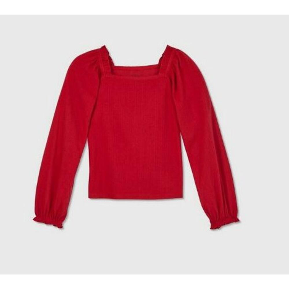Art Class Girls Red Long Sleeve Square Neck Top – Size L (10/12) - Picture 2 of 7